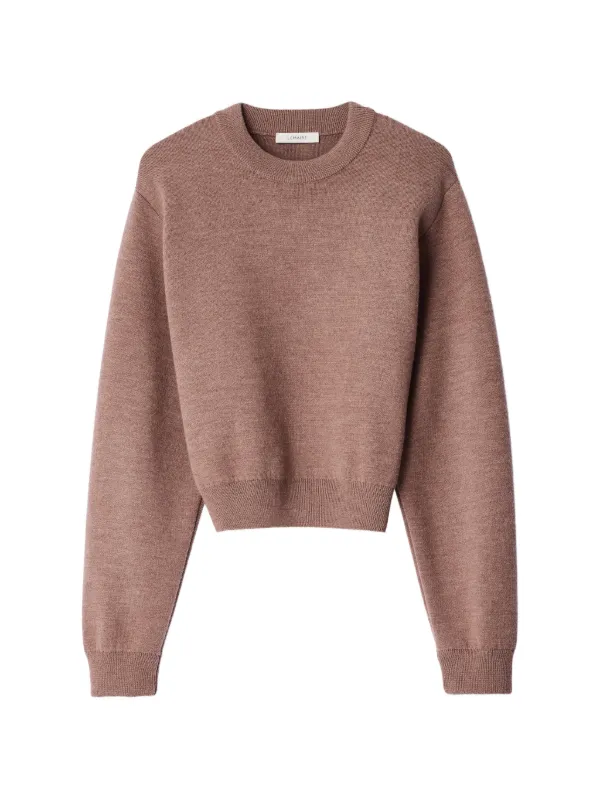 Lemaire Short Sweater in Felted Merino Wool in Pink