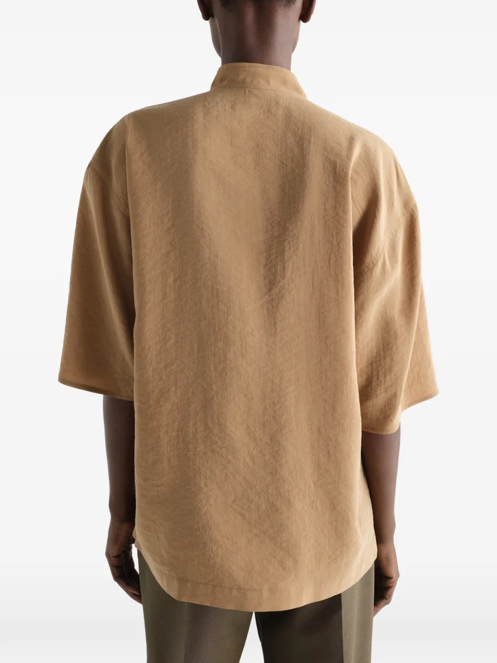 LEMAIRE Top met zachte kraag van zijde Beige
