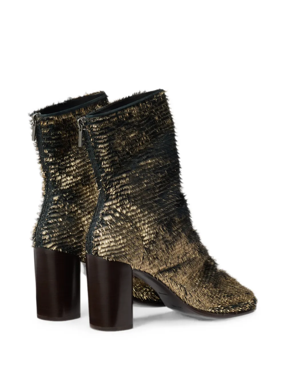 LEMAIRE 80mm Glove heeled ankle boots in laminated textured leather Goud