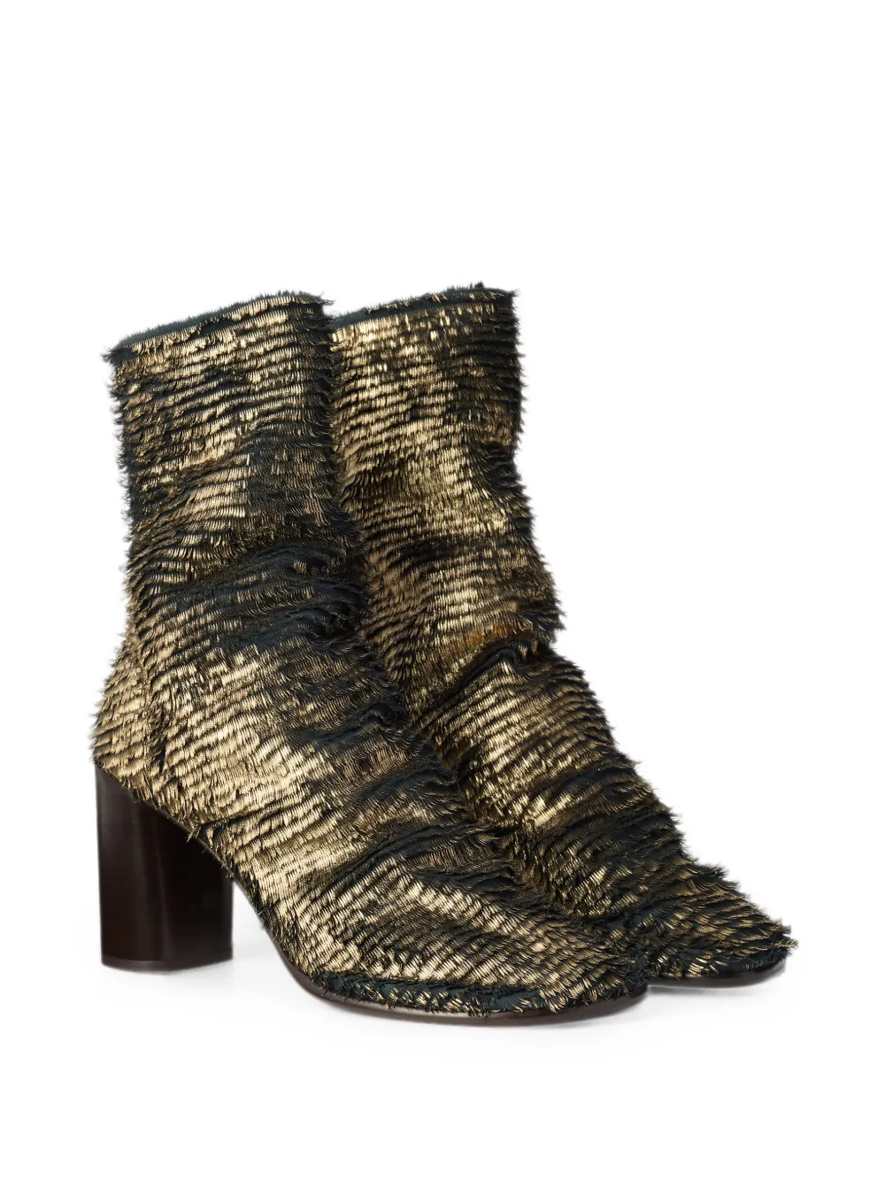 LEMAIRE 80mm Glove heeled ankle boots in laminated textured leather Goud