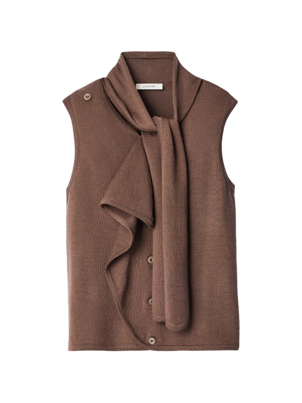 LEMAIRE asymmetrical cardigan in merino wool blend - Marrone