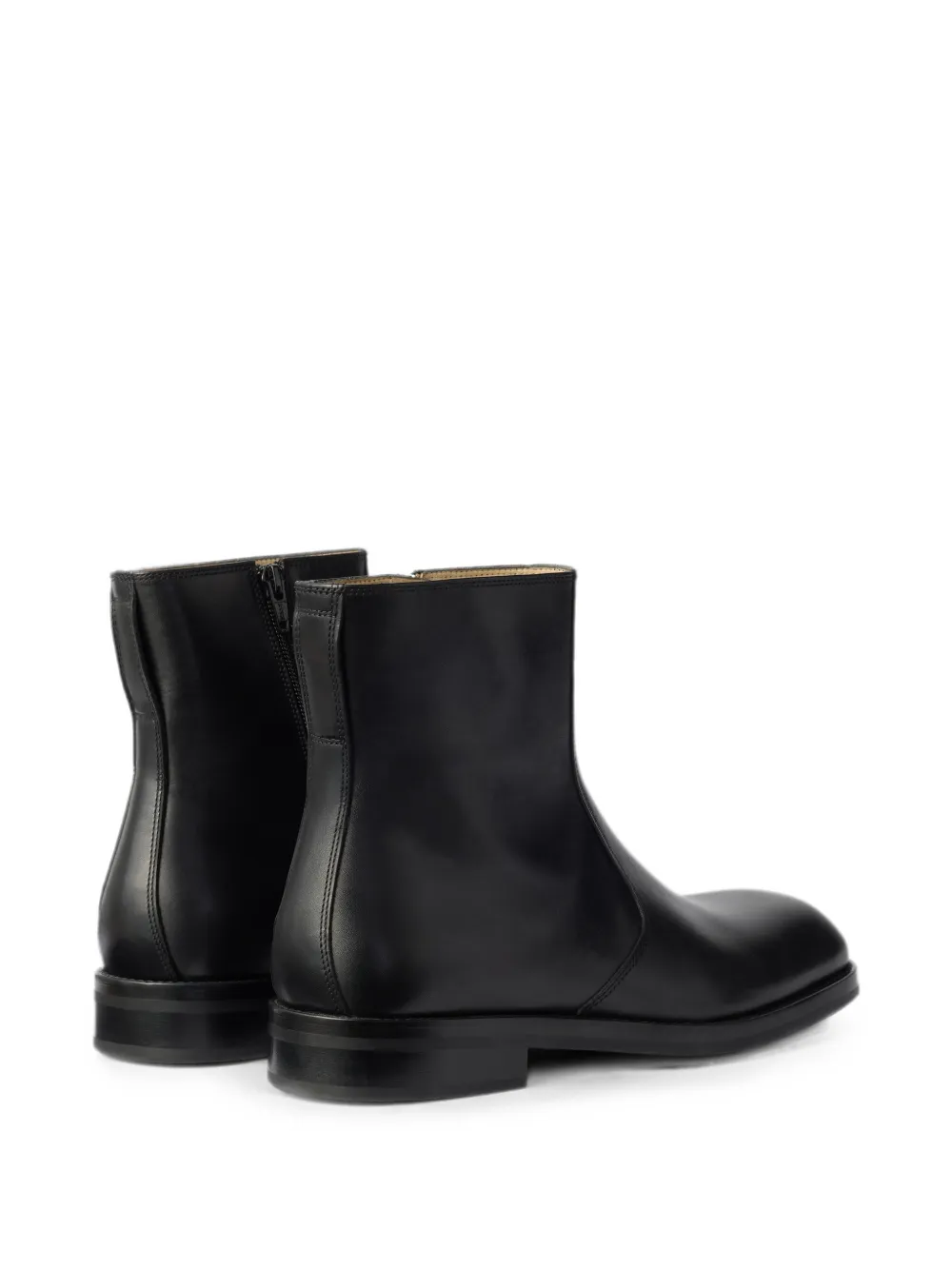LEMAIRE zipped ankle boots in shiny leather Zwart