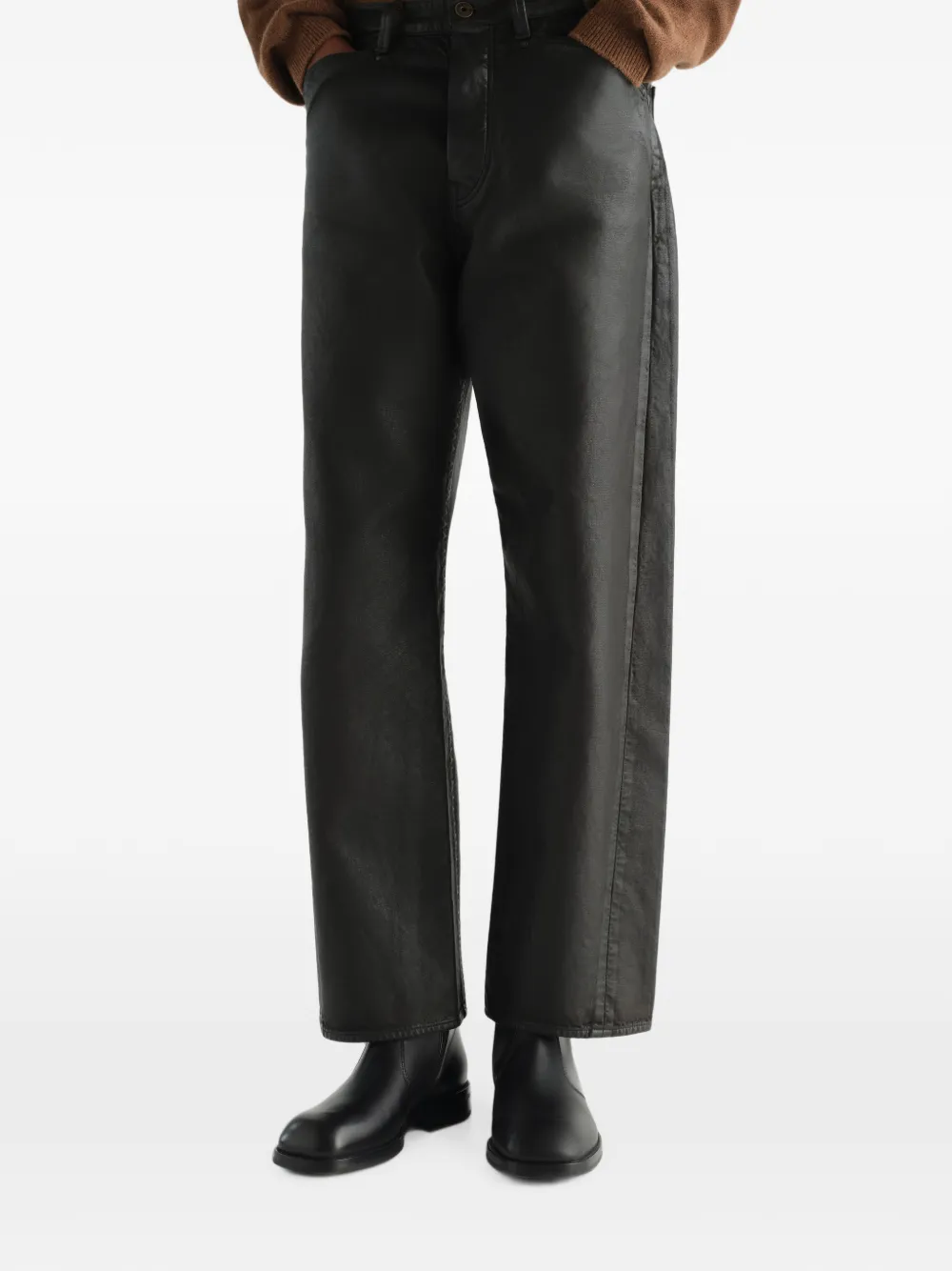 LEMAIRE zipped ankle boots in shiny leather Zwart