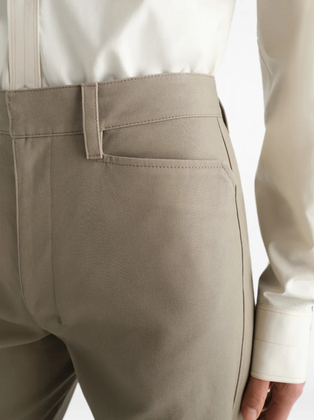 LEMAIRE Straight twill broek met katoenen print Beige