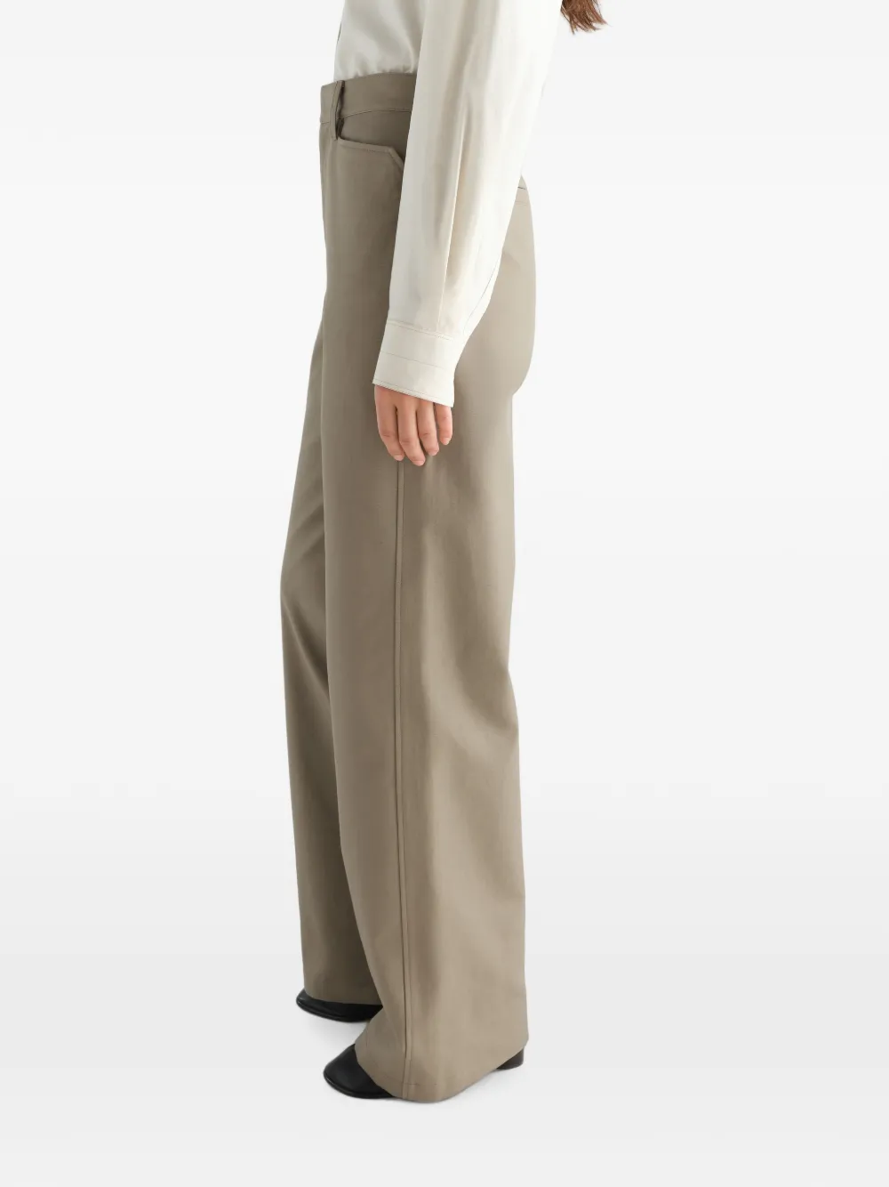 LEMAIRE Straight twill broek met katoenen print Beige