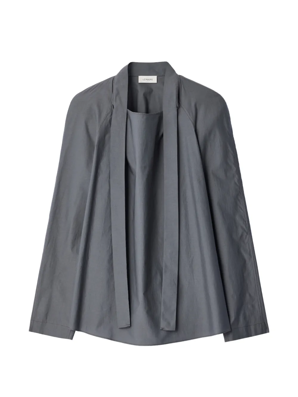 LEMAIRE ascot blouse in washed cotton silk - Grey