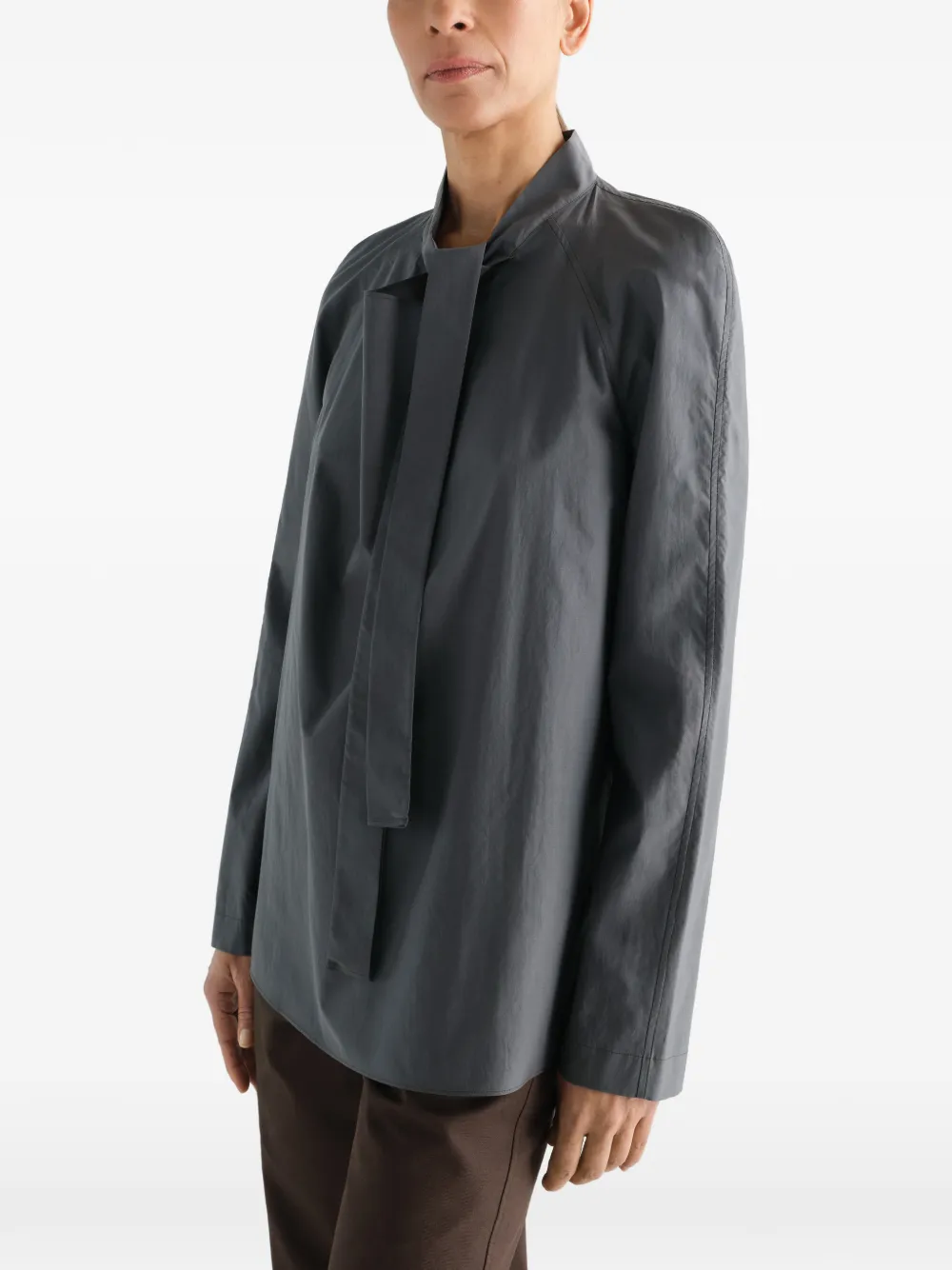 LEMAIRE Ascot blouse van katoen zijde Grijs