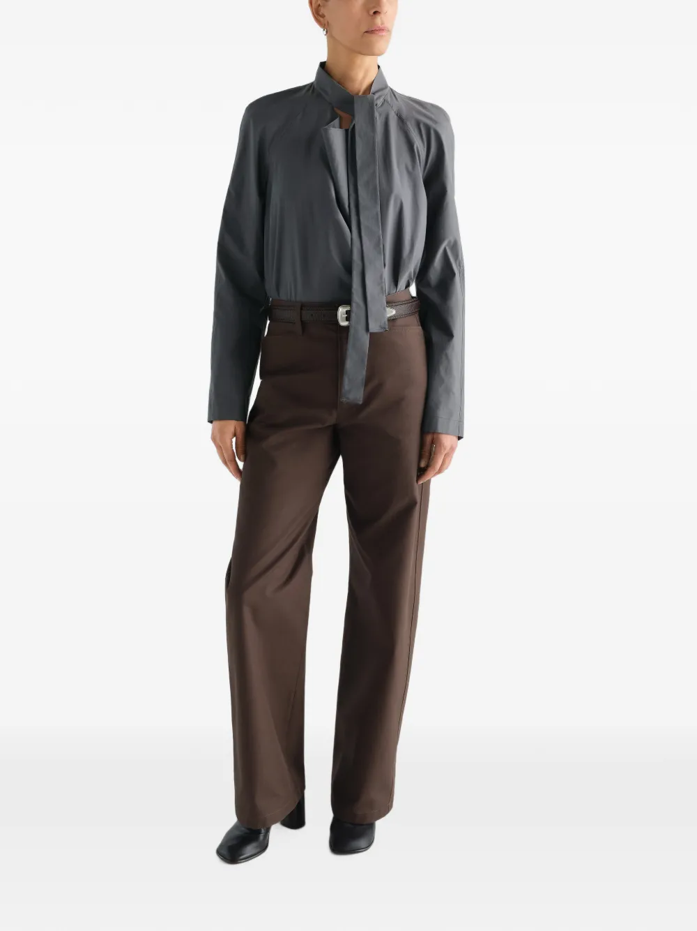 LEMAIRE Ascot blouse van katoen zijde Grijs