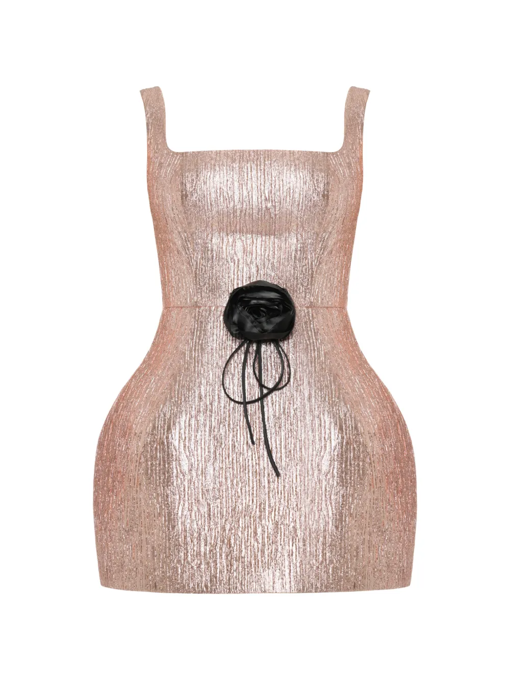 ANOUKI metallic-finish rose-appliqué mini dress - Rosa