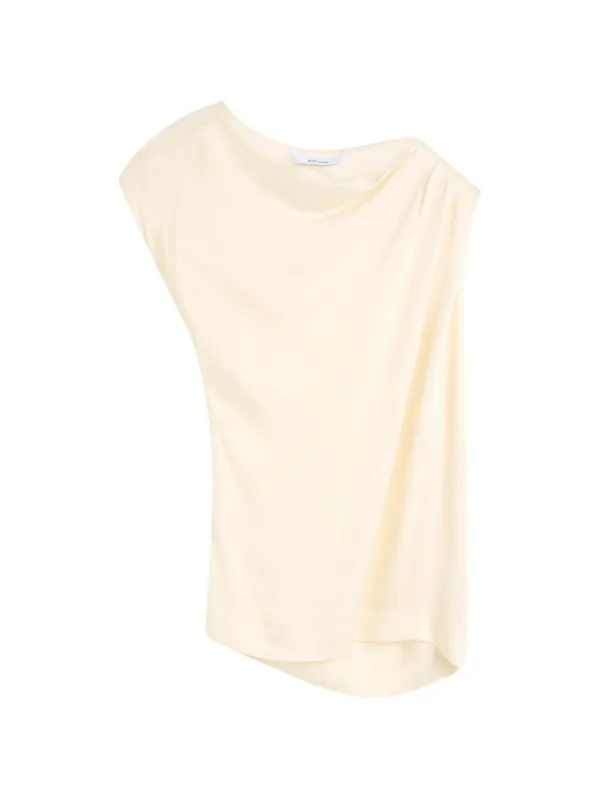 Bondi Born Ardea Hammered-satin Draped Blouse in Neutrals