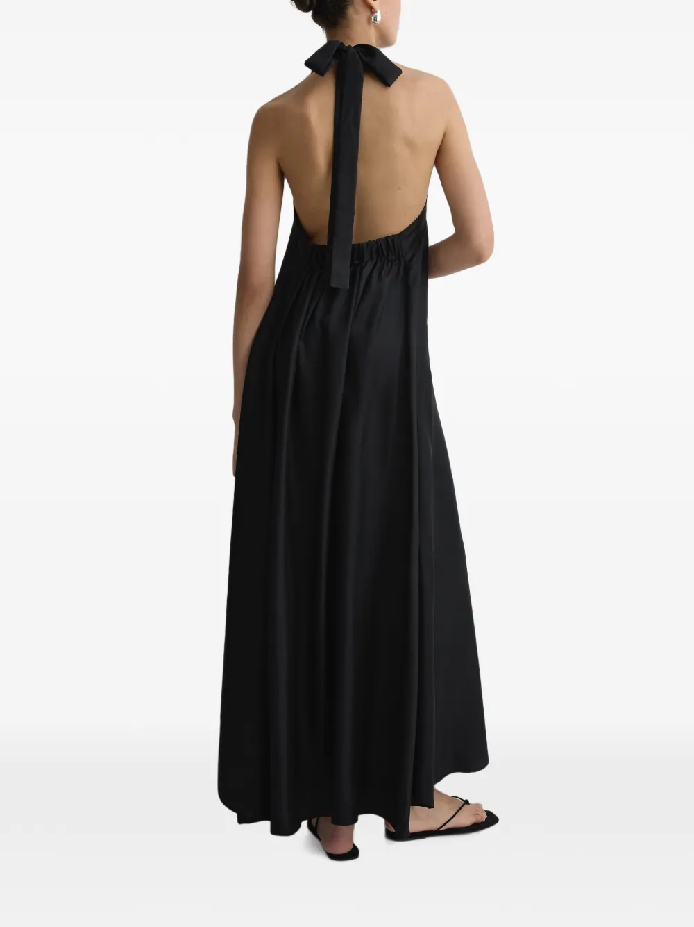 BONDI BORN Marfa Silk Halterneck Maxi Dress in Black, view 5