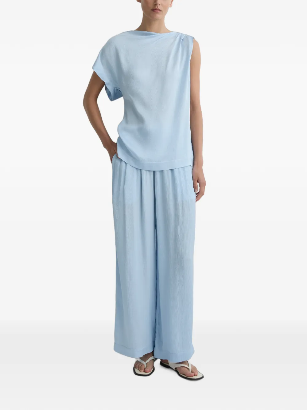 BONDI BORN Ardea Draped Shoulder Top in Blue, view 2