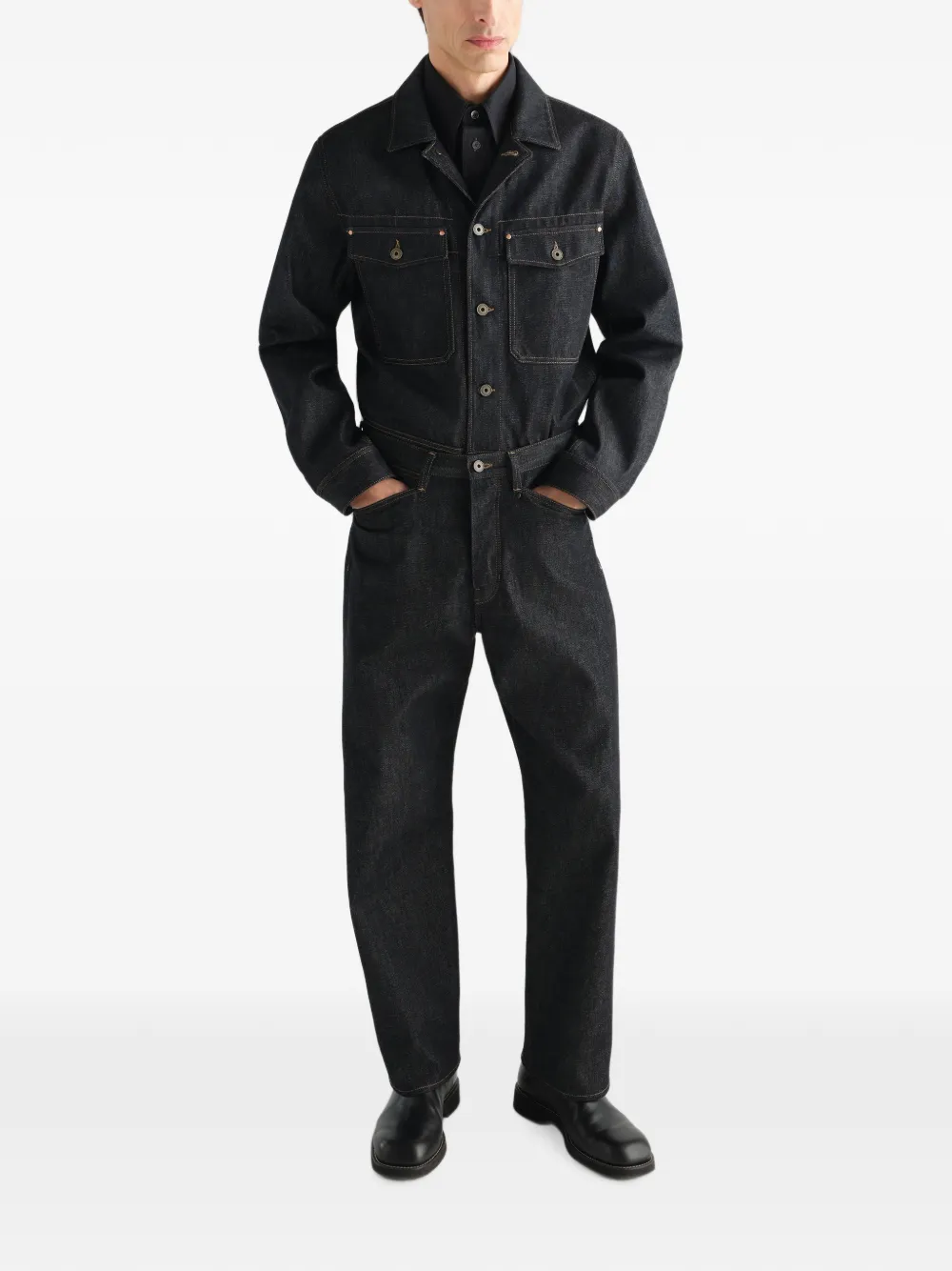 LEMAIRE Straight denim broek met vijf zakken en geverfd effect Grijs