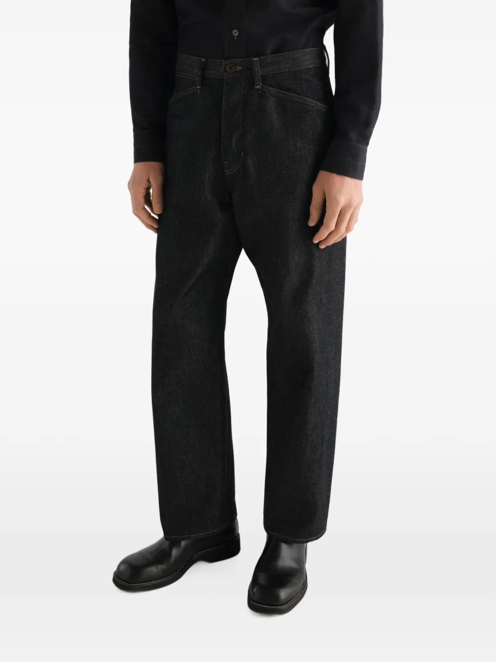 LEMAIRE Straight denim broek met vijf zakken en geverfd effect Grijs