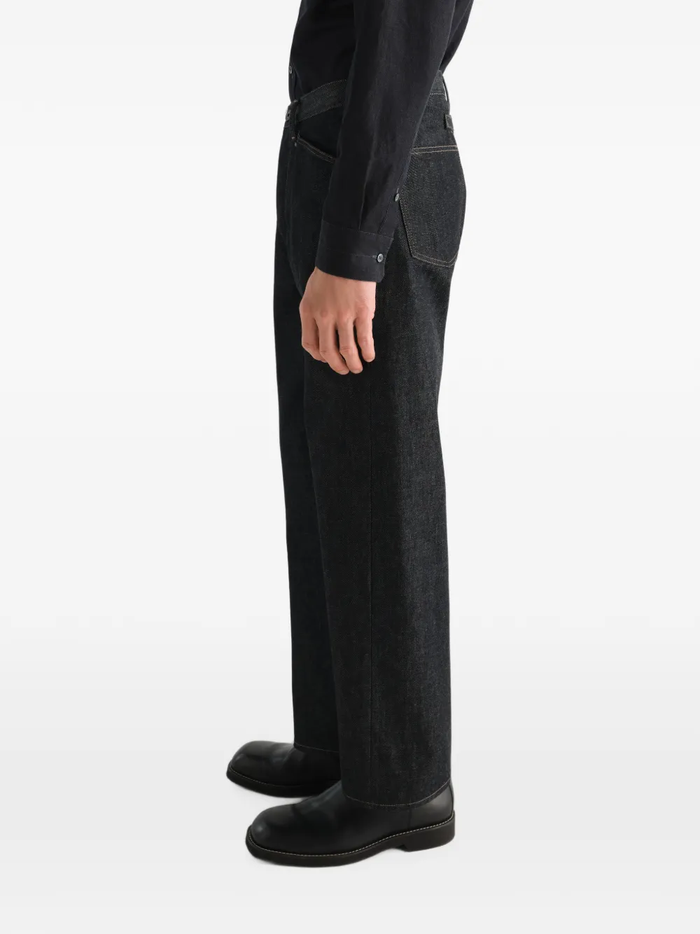 LEMAIRE Straight denim broek met vijf zakken en geverfd effect Grijs
