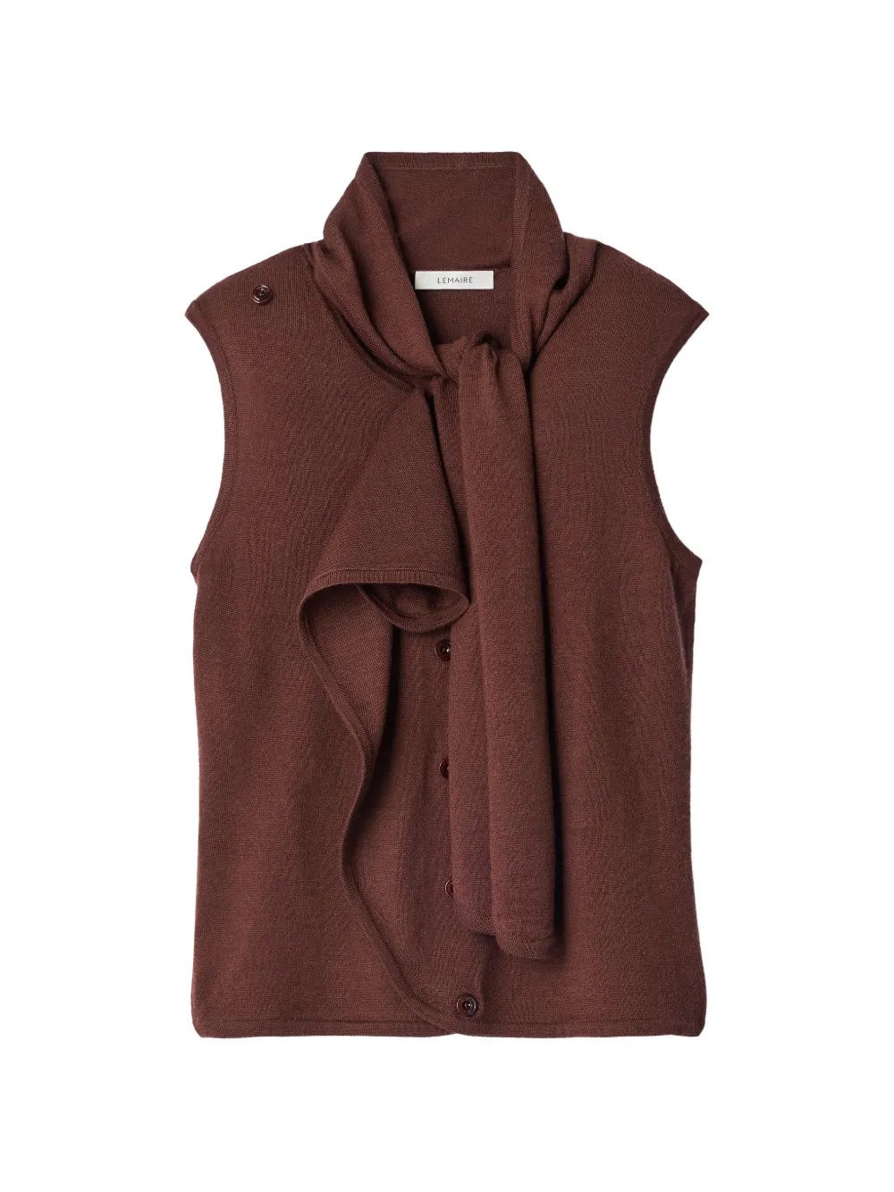 LEMAIRE asymmetrical cardigan in merino wool blend - Brown
