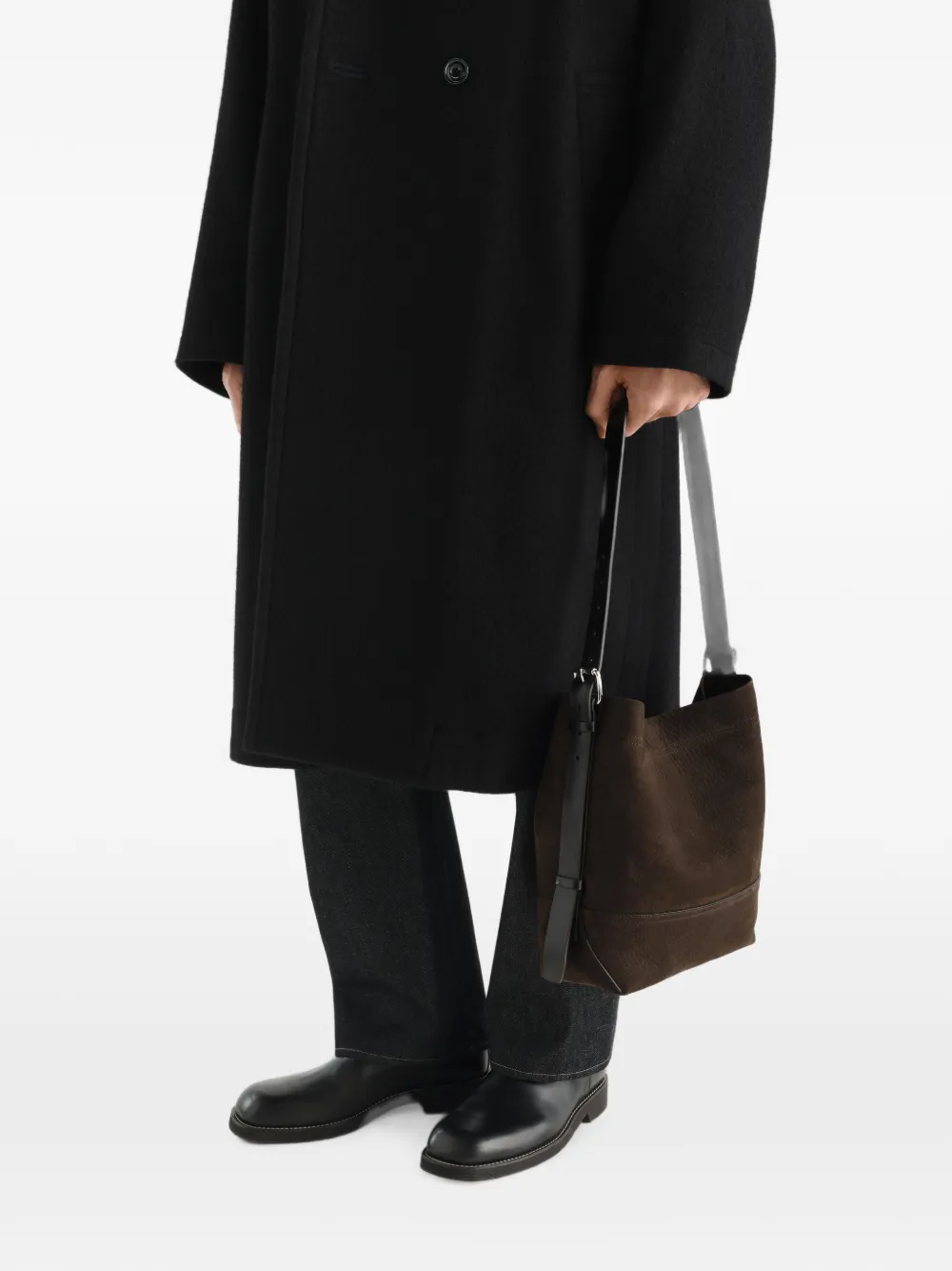 LEMAIRE Kleine Alpaca nubuck shopper met ceintuur Bruin