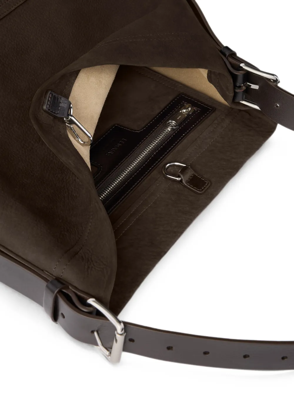 LEMAIRE Kleine Alpaca nubuck shopper met ceintuur Bruin