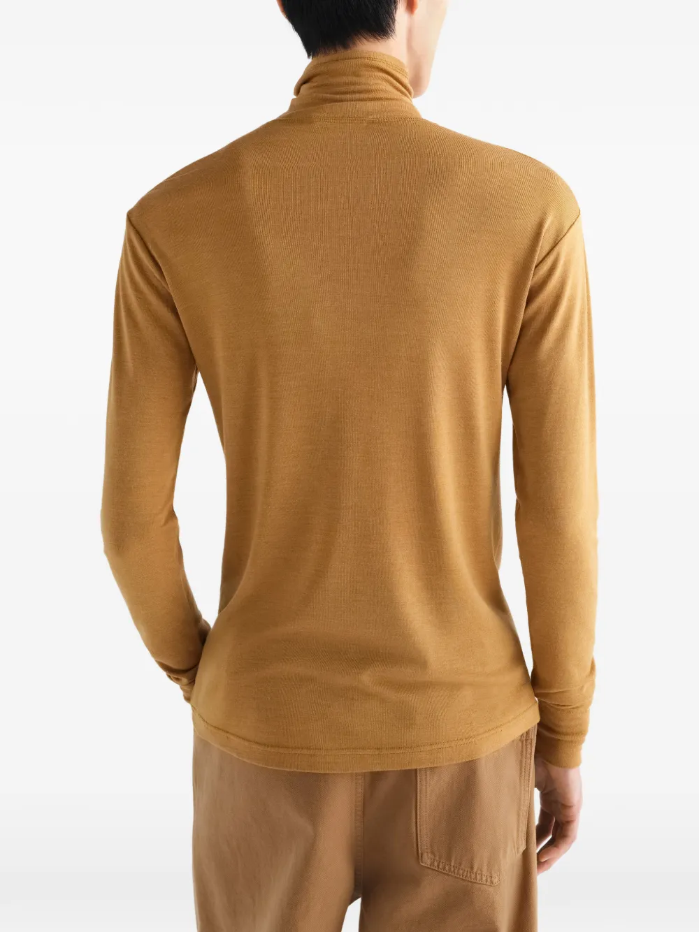 LEMAIRE Top van wol en zijden jersey met opstaande kraag Beige