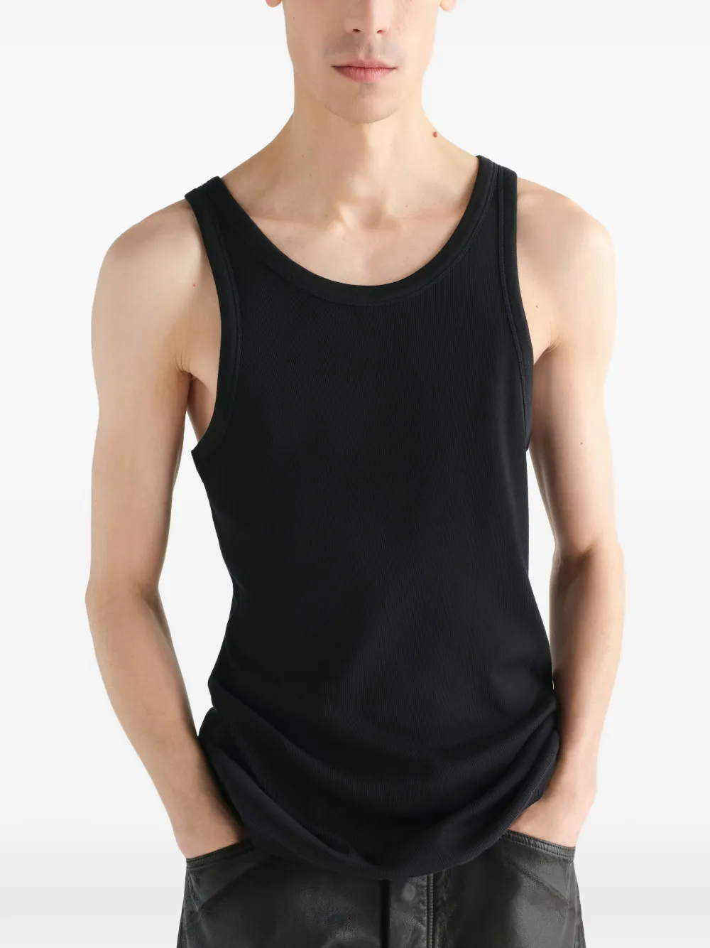 LEMAIRE tanktop van geribbeld jersey Zwart