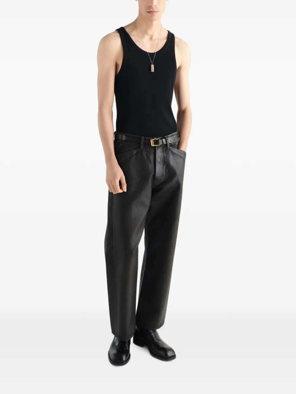 LEMAIRE tanktop van geribbeld jersey Zwart