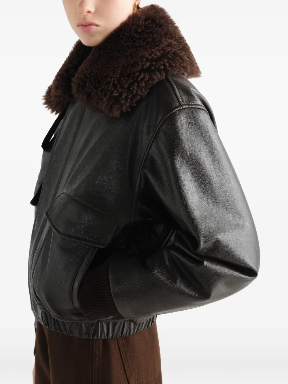 LEMAIRE Blouse van glanzend leer Bruin