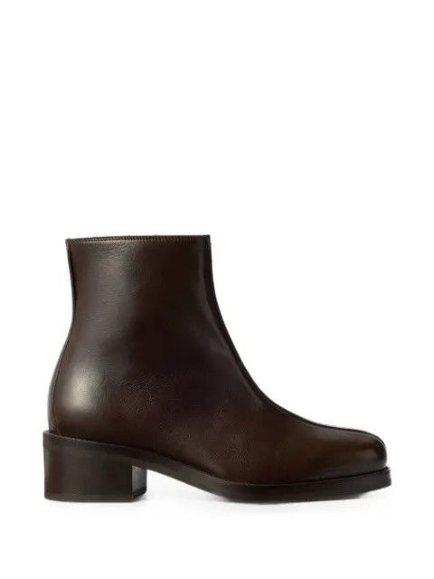 LEMAIRE piped ankle boots in shiny buffalo leather