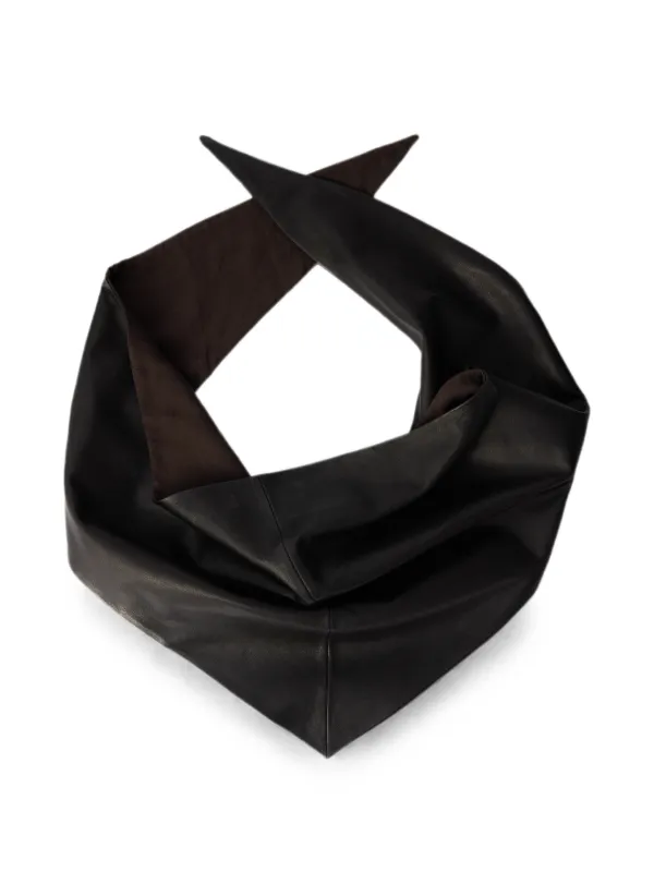 Lemaire Large Leather Triangle Scarf in Black