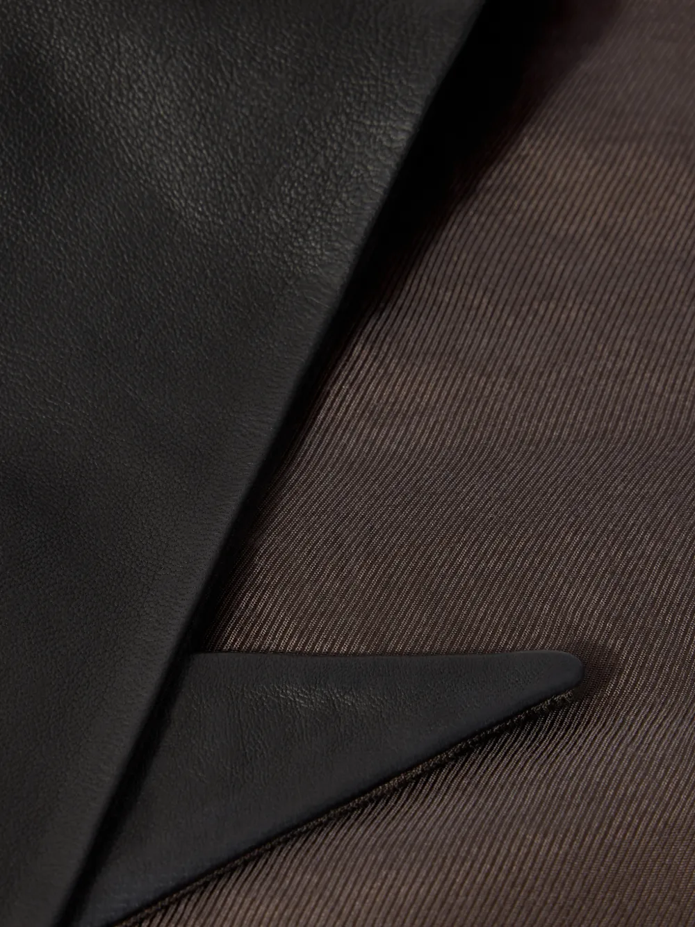 LEMAIRE Large Leather Triangle Scarf in Black, view 2