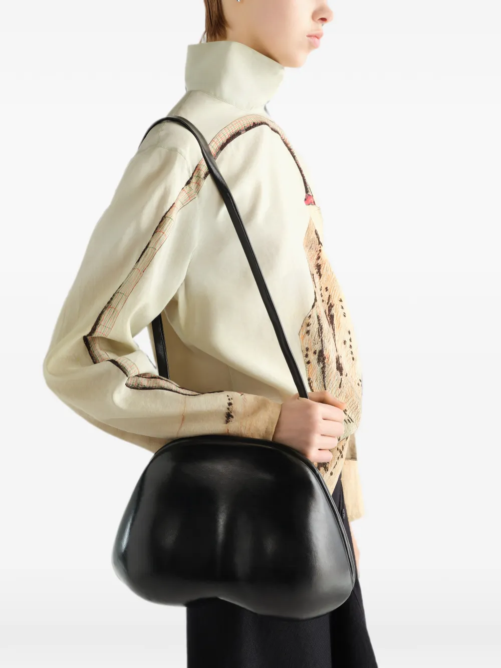 LEMAIRE x Carlos Peñafiel Fesses tas van gepatineerd leer Zwart