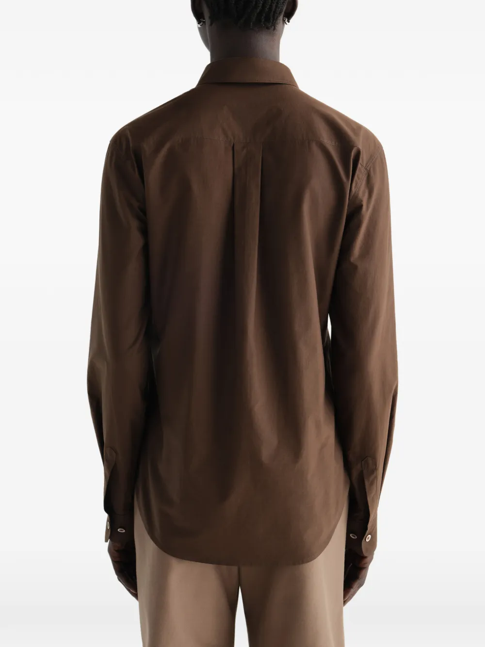 LEMAIRE Blouse met puntige kraag van katoenen-zijdeblend Bruin