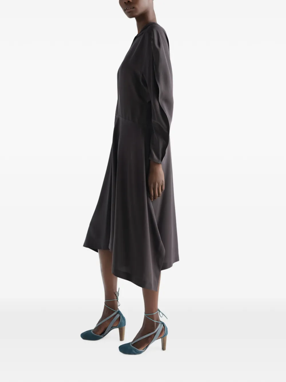LEMAIRE midi-jurk van zijde en viscose Bruin