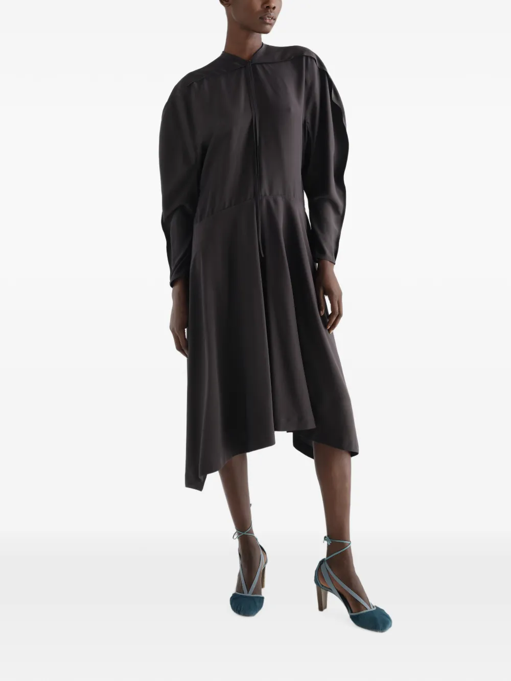LEMAIRE midi-jurk van zijde en viscose Bruin