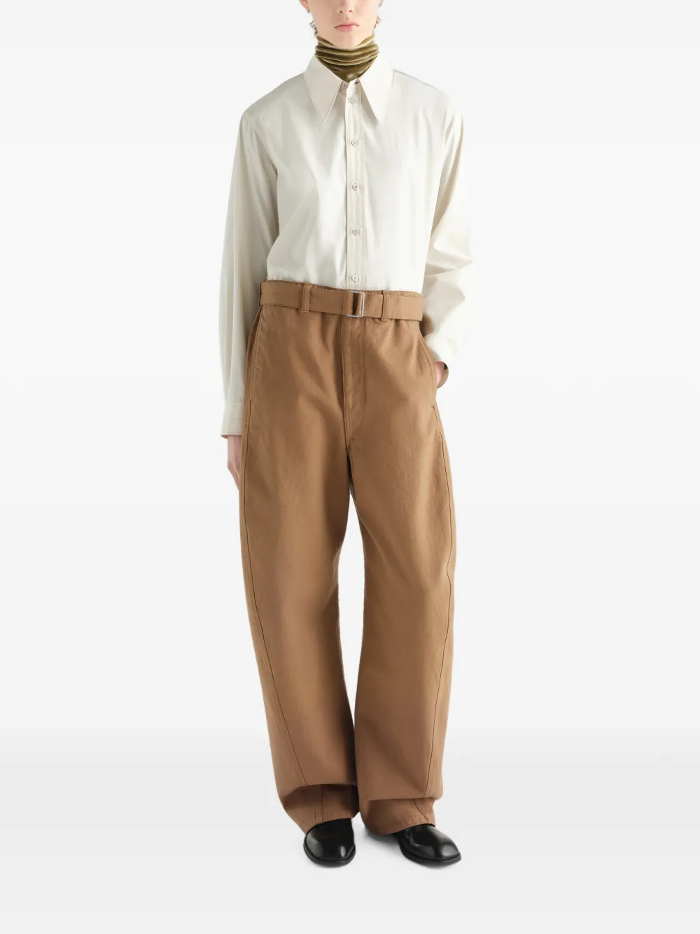 LEMAIRE Twill broek met ceintuur Beige