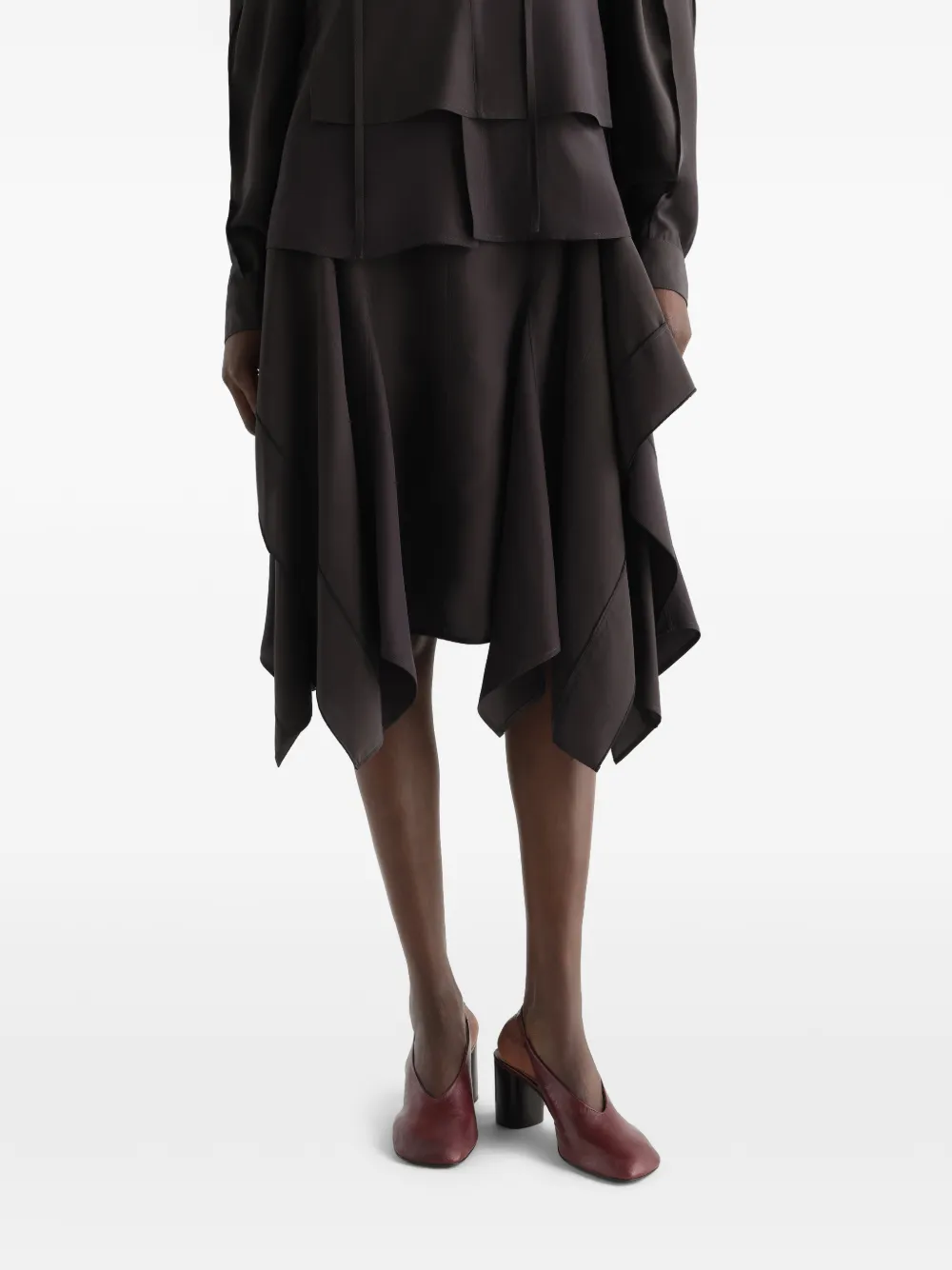 LEMAIRE 80 mm Glove slingback pumps in shaded lambskin Rood