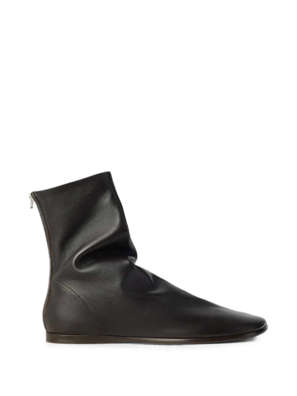 LEMAIRE flat Glove ankle boots in shiny nappa lambskin Bruin