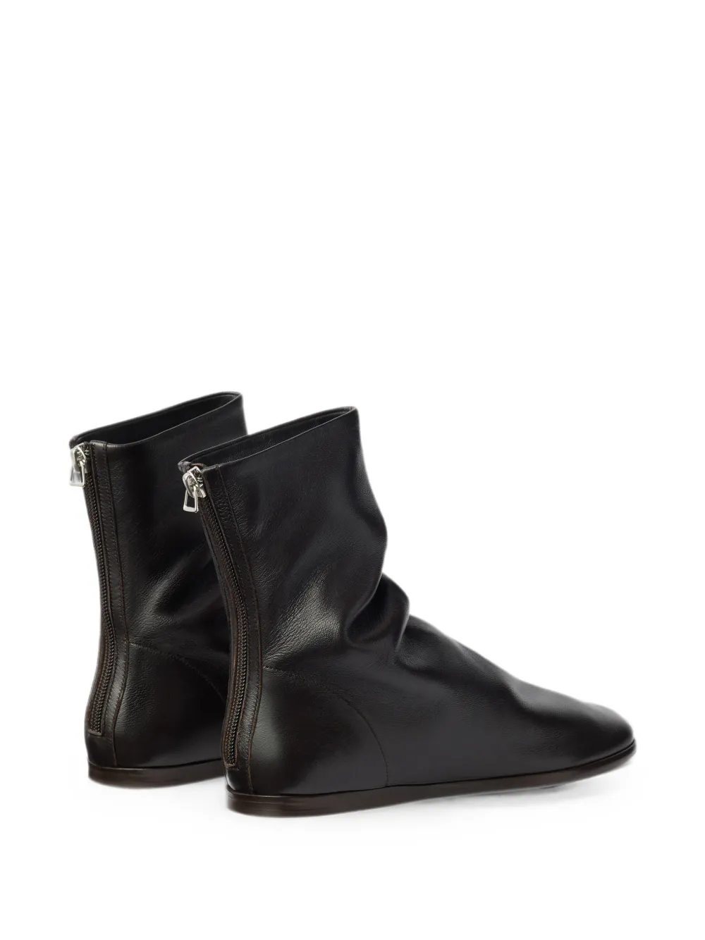 LEMAIRE flat Glove ankle boots in shiny nappa lambskin Bruin