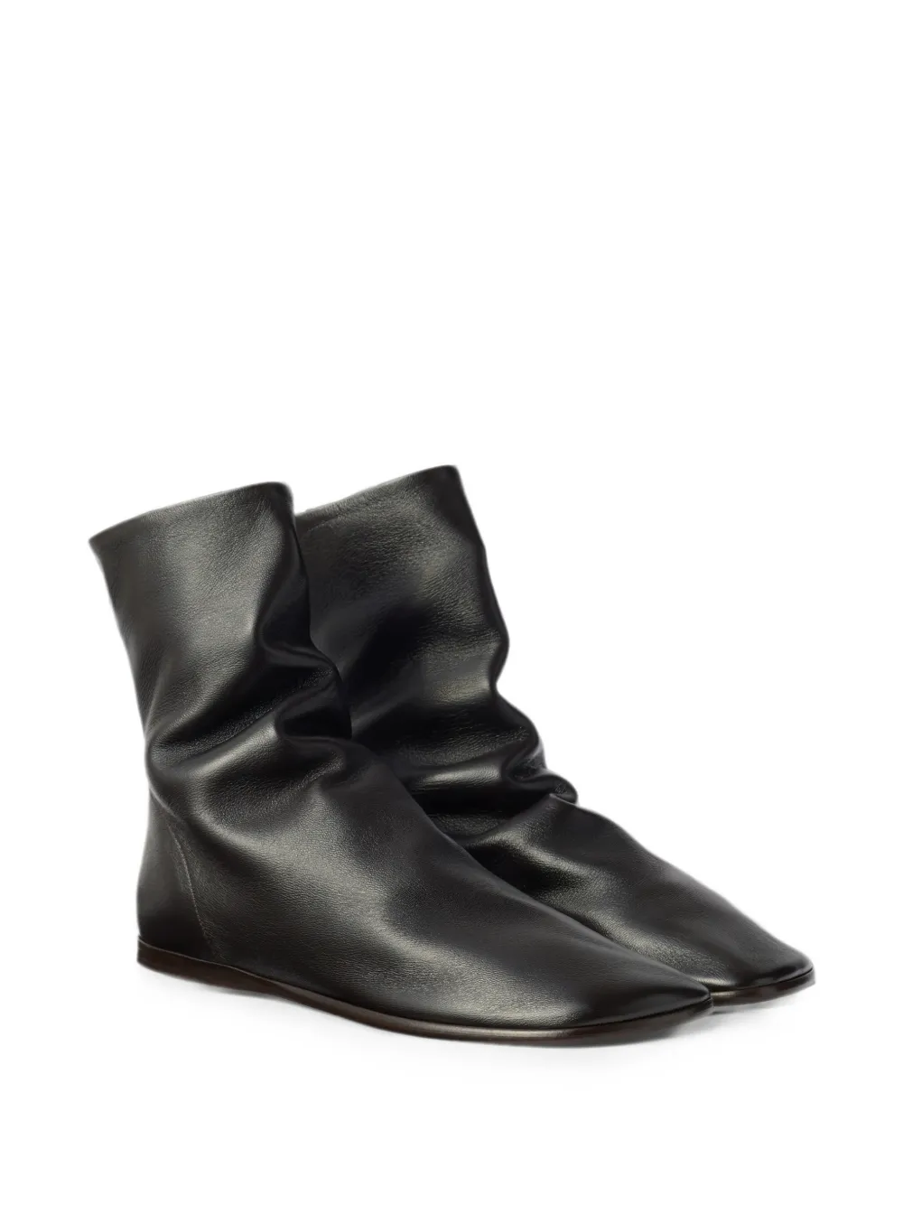 LEMAIRE flat Glove ankle boots in shiny nappa lambskin Bruin