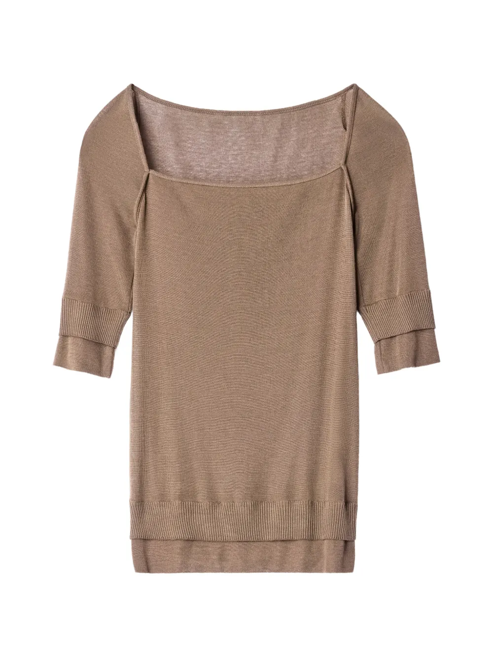 LEMAIRE Top van zijde- en viscoseblend met cropped mouwen Beige