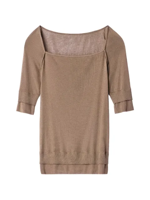 LEMAIRE three-quarter sleeve top in silk and viscose blend