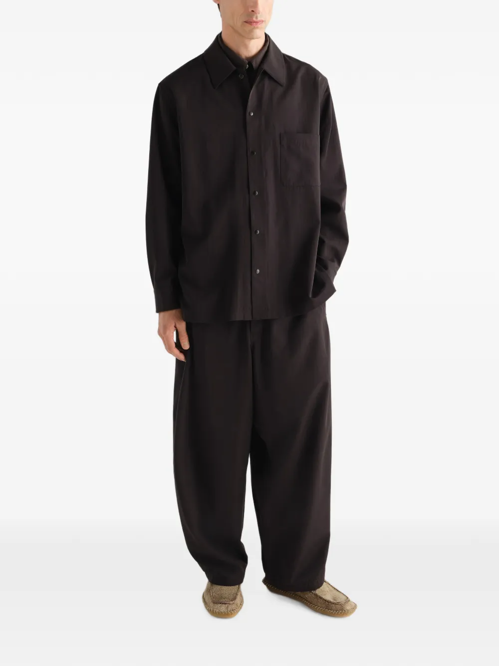 LEMAIRE Joggingbroek van wol gabardine Bruin