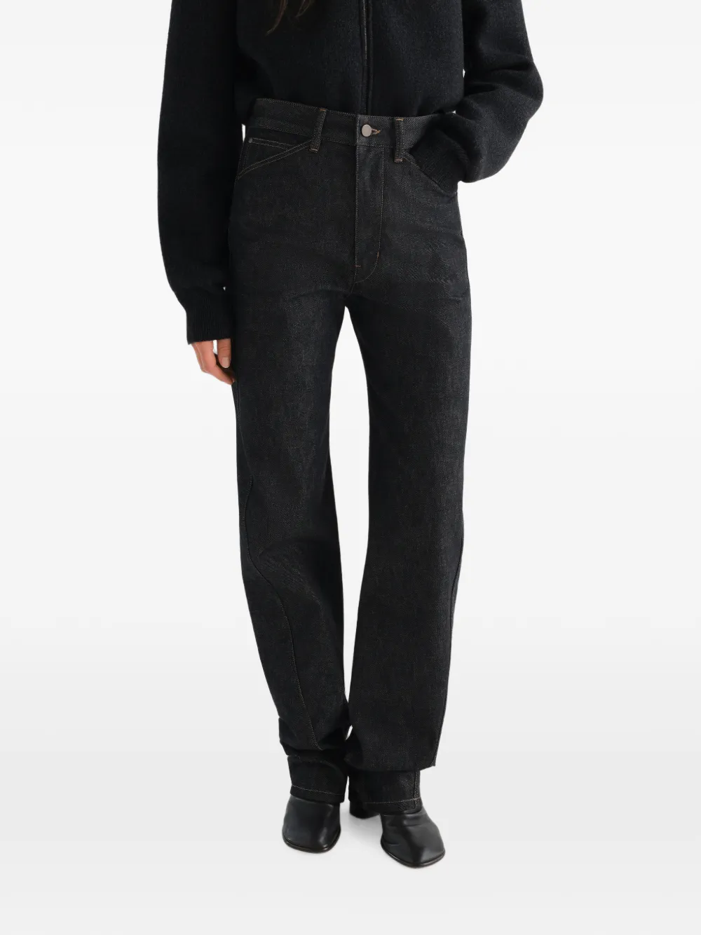 LEMAIRE Denim broek met vijf zakken en gedraaid detail Blauw