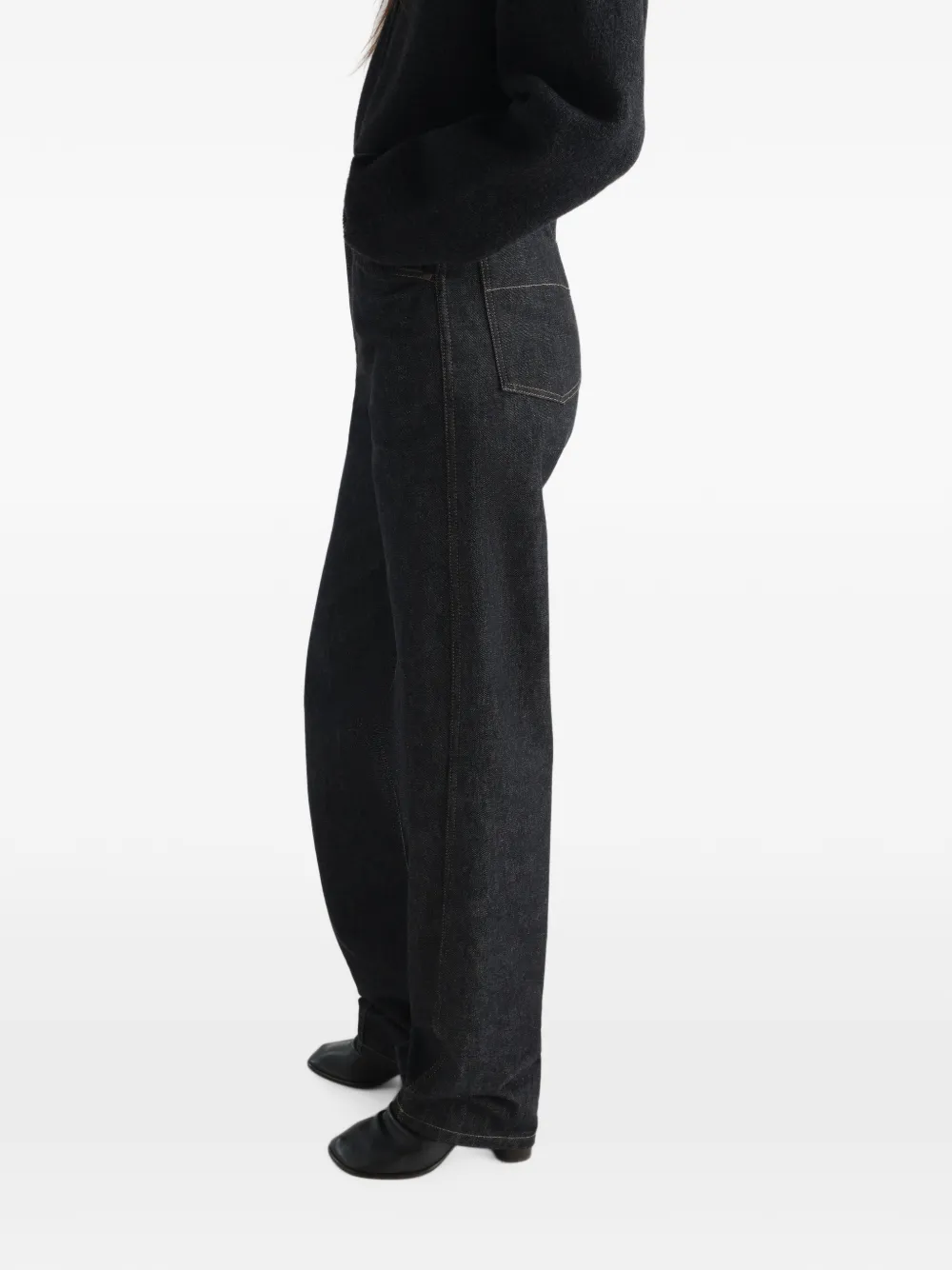 LEMAIRE Denim broek met vijf zakken en gedraaid detail Blauw