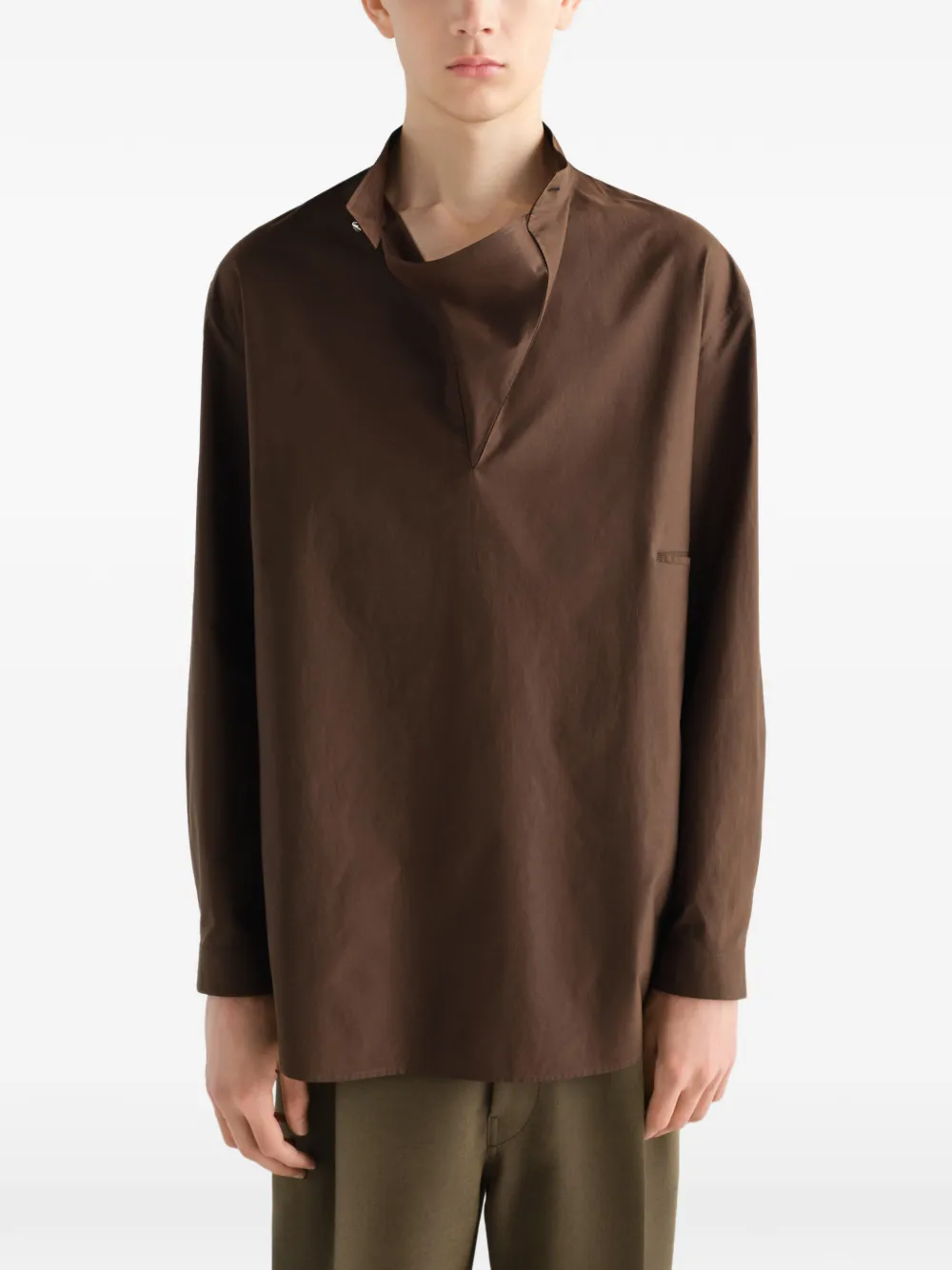 LEMAIRE Sailor top van verwassen katoenen en zijdeblend Bruin