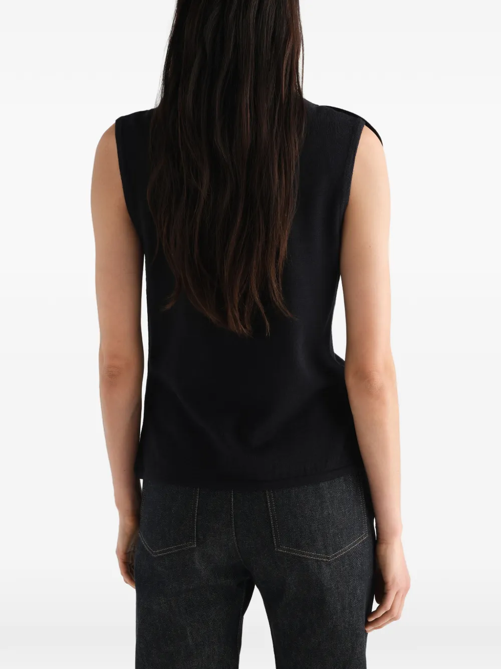 LEMAIRE Asymmetrisch vest van merinowolblend Zwart