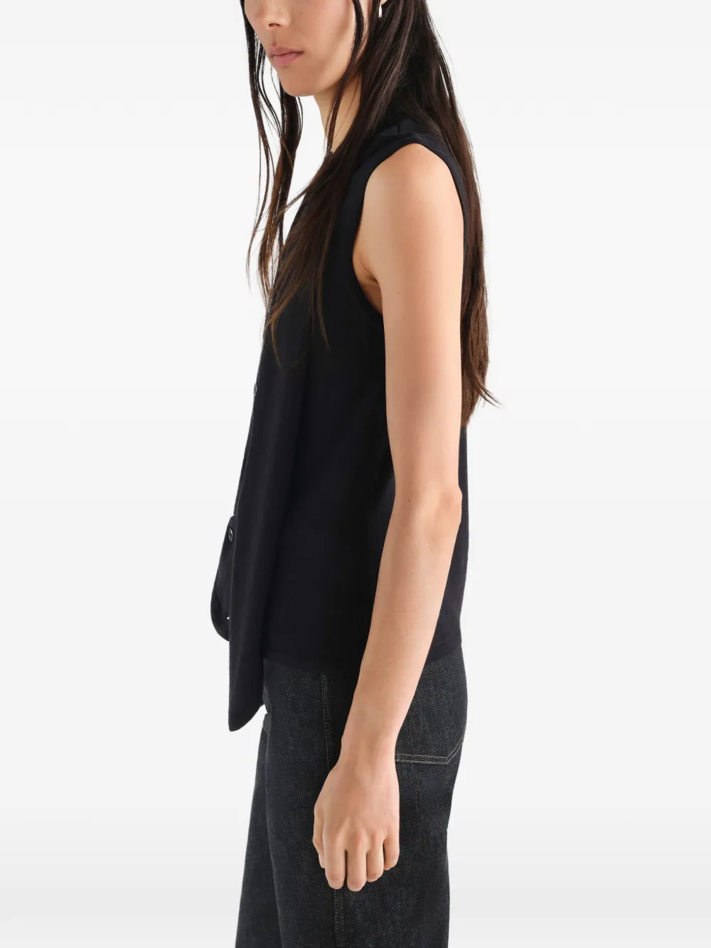 LEMAIRE Asymmetrisch vest van merinowolblend Zwart