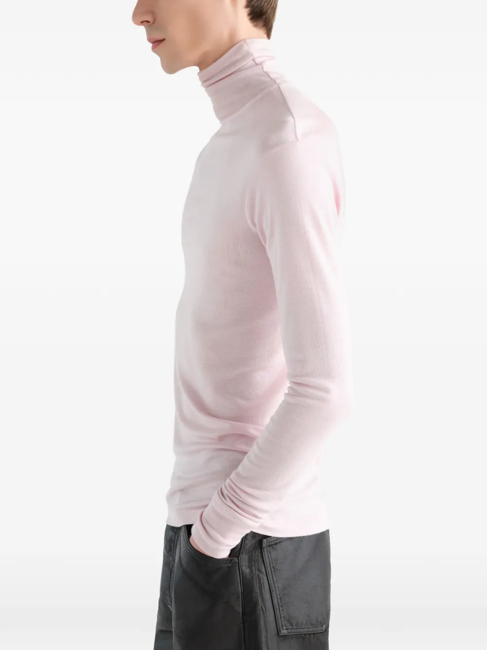 LEMAIRE Top van wol en zijden jersey met opstaande kraag Roze
