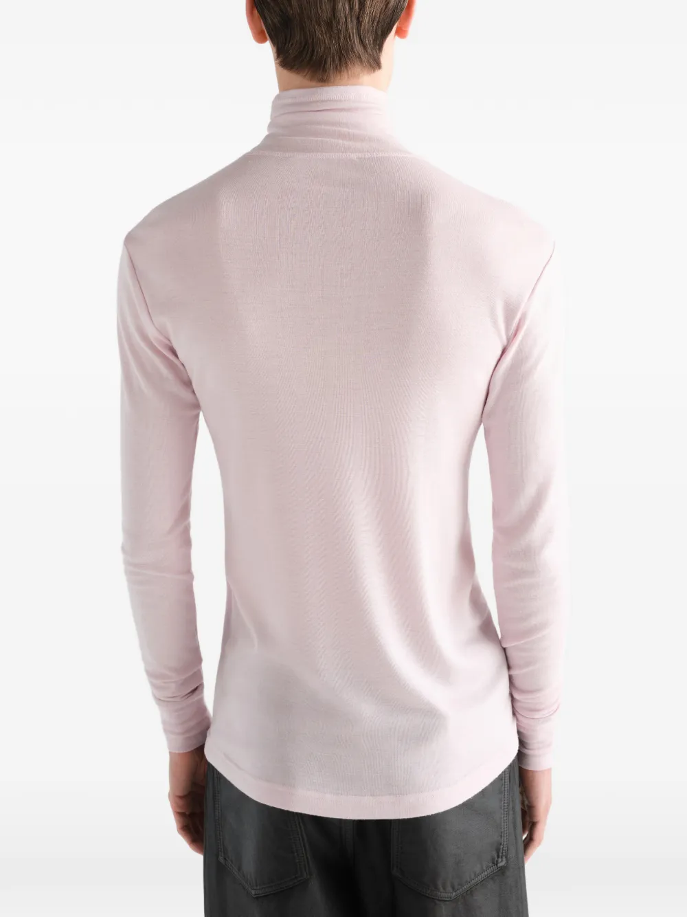 LEMAIRE Top van wol en zijden jersey met opstaande kraag Roze
