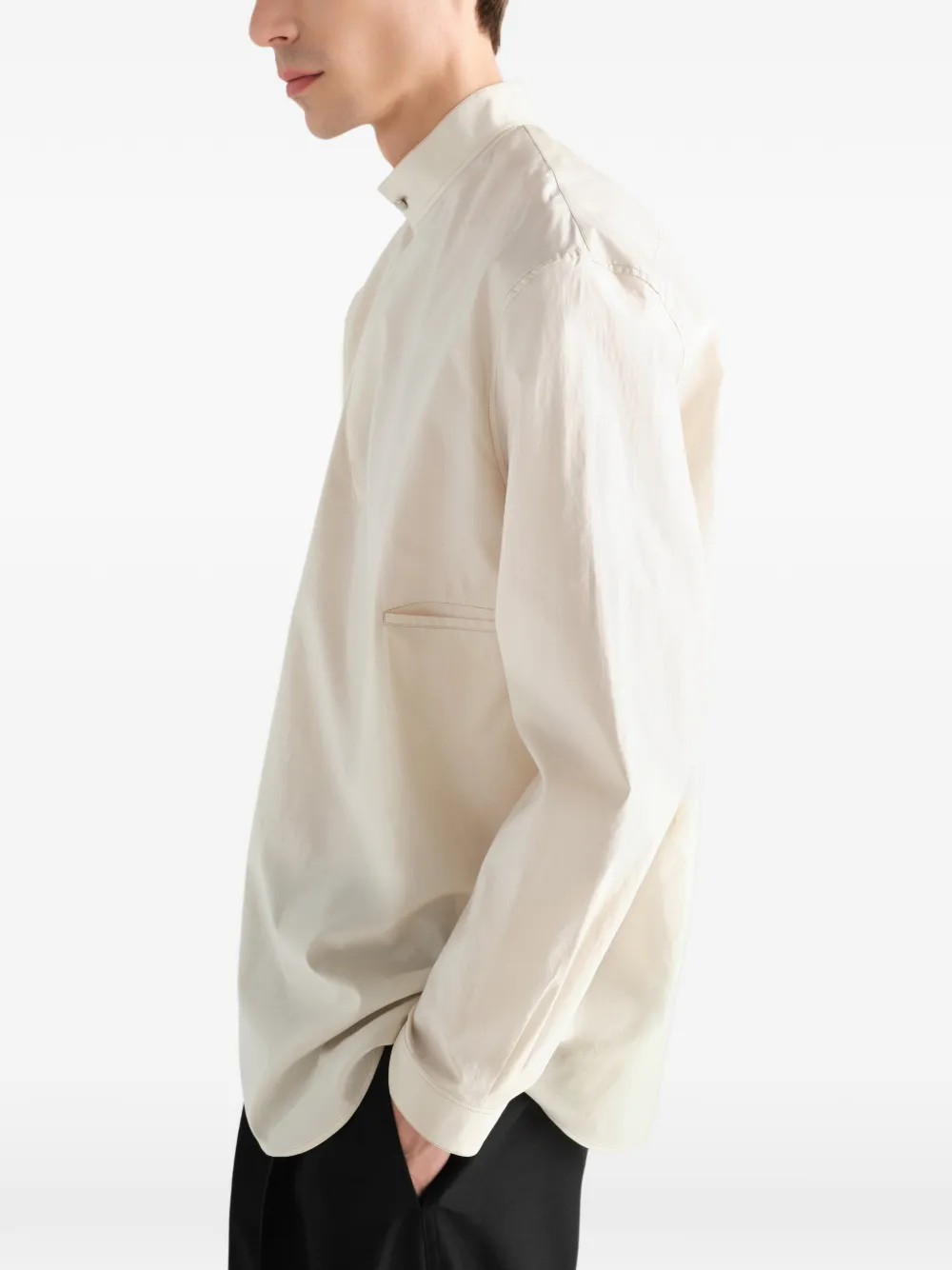 LEMAIRE Sailor top van verwassen katoenen en zijden blend Beige