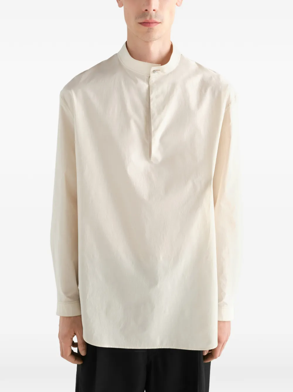 LEMAIRE Sailor top van verwassen katoenen en zijden blend Beige